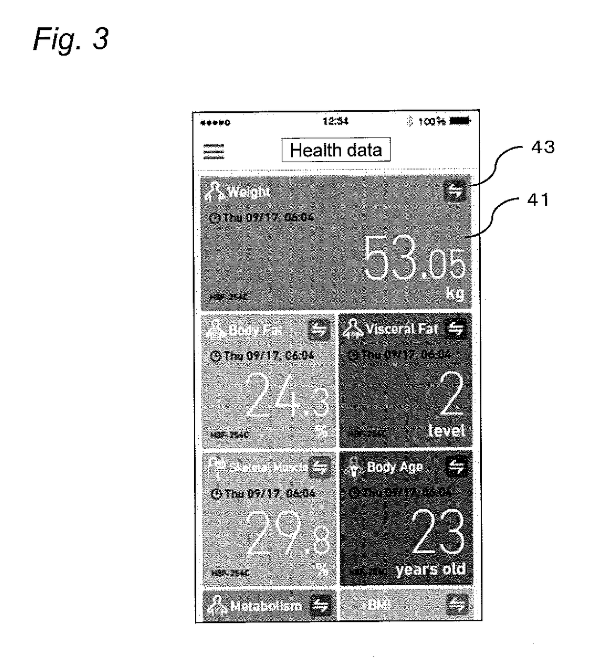 Health data management device and health data management system