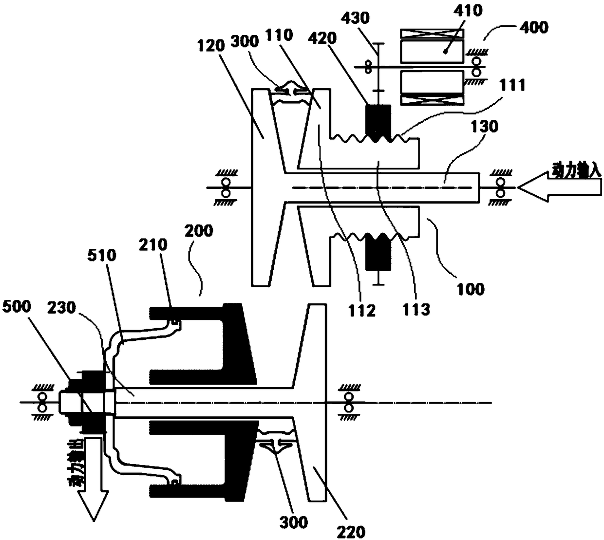 Continuously variable transmission device used for electric car and electric car