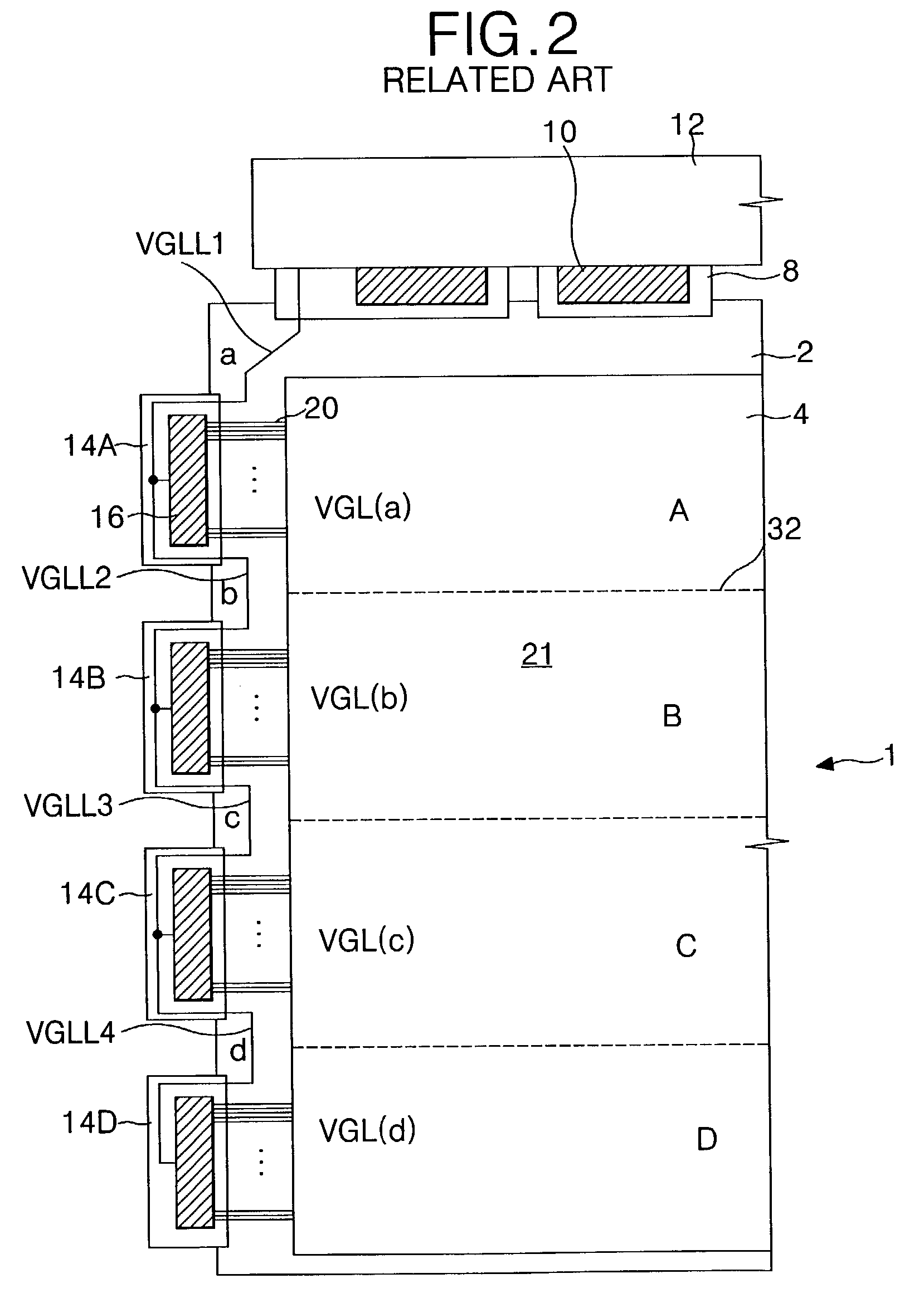 Liquid crystal display of line-on-glass type having voltage difference compensating means