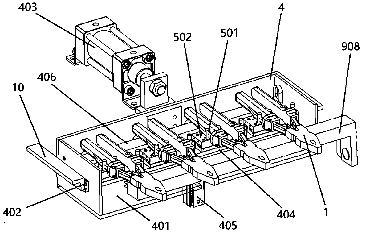 Assembling and discharging device for vice sleeve glue