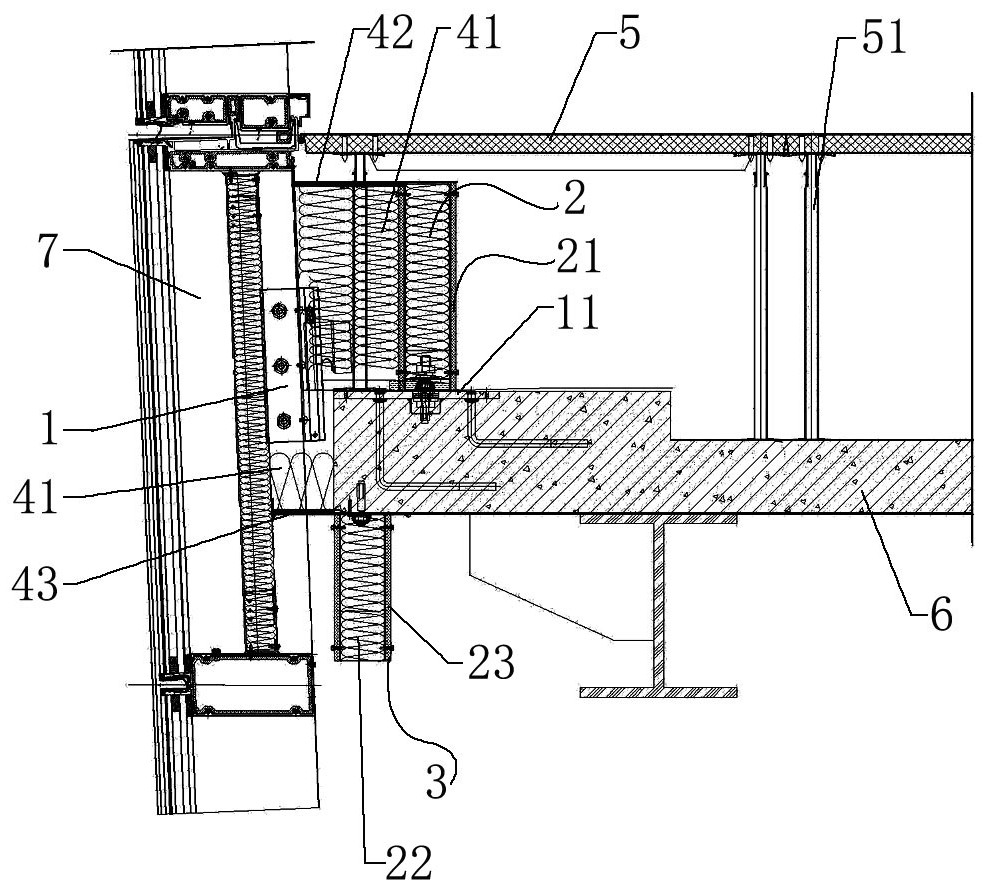 Interlayer fire blocking structure of curtain wall based on raised floor design and its construction method