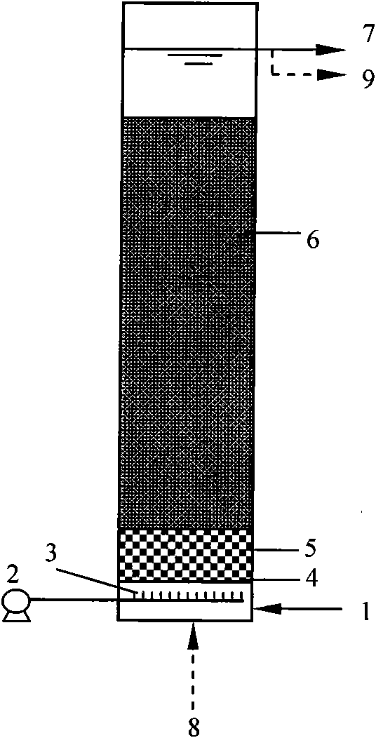 Method for pre-treating polluted river water by adopting biological semi-coke aerated filter