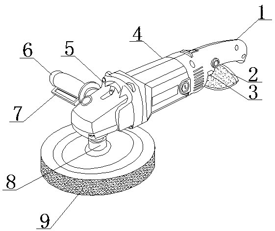 A mold polishing machine shell that protects hands and is convenient to hold