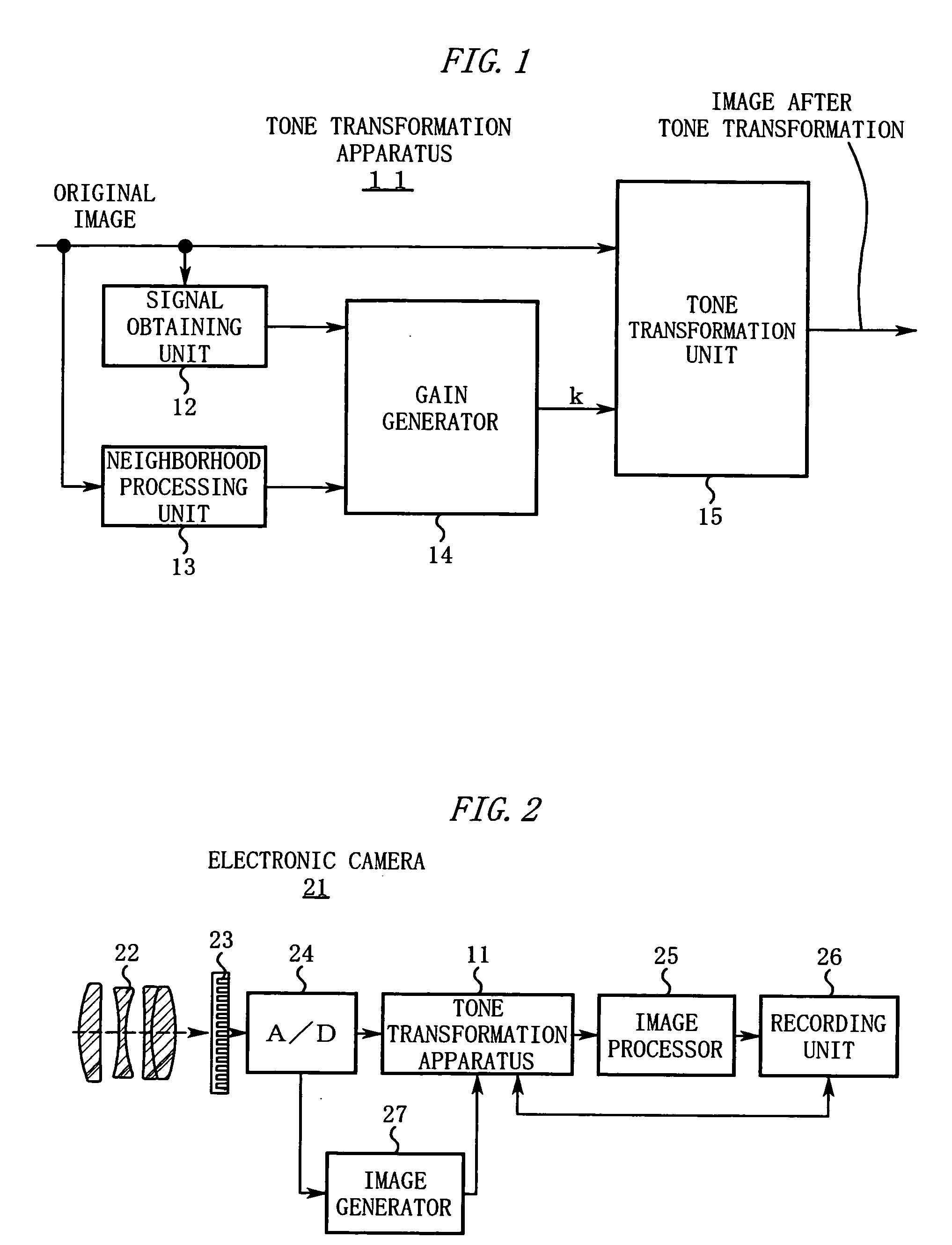 Apparatus, program, and method for image tone transformation, and electronic camera