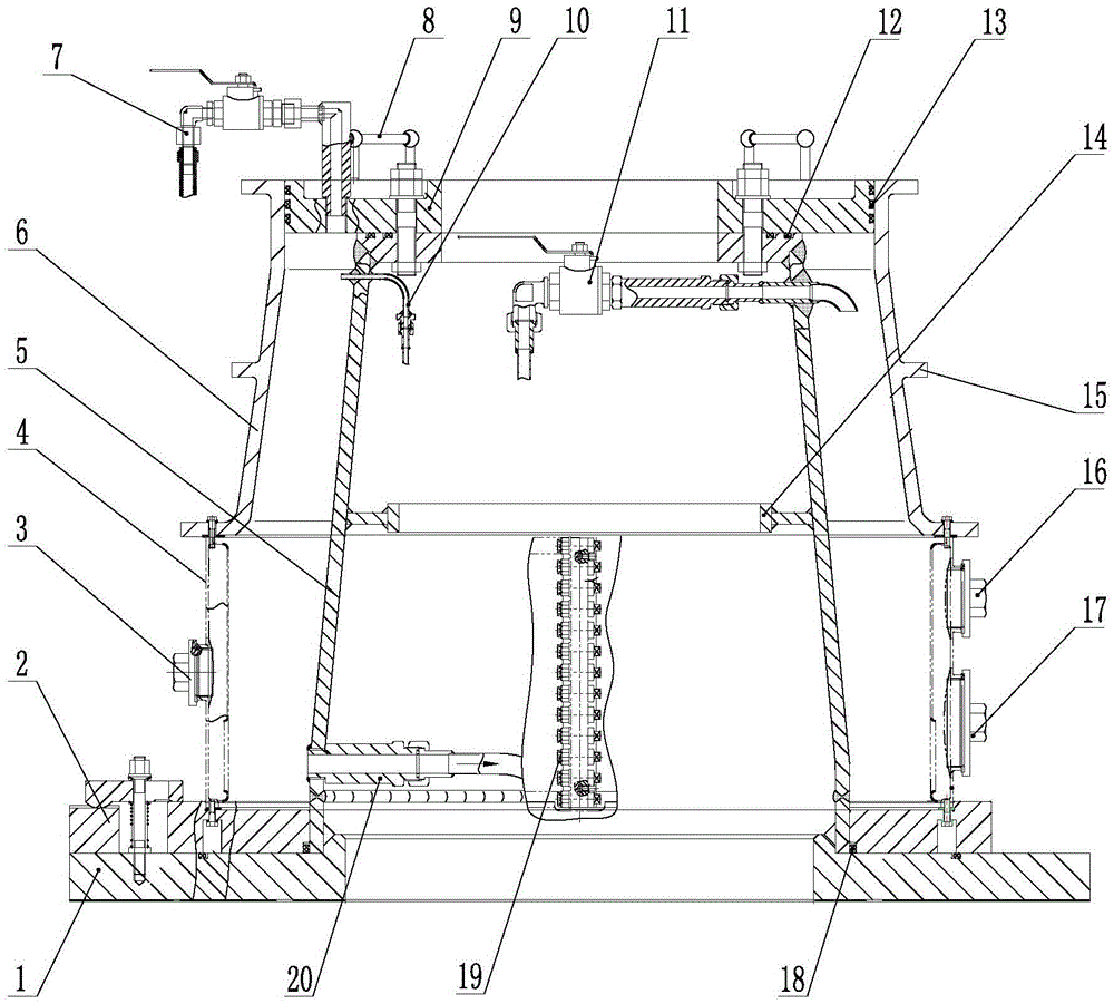 Hydraulic test device for detachable housing of combustion chamber case of aeroengine