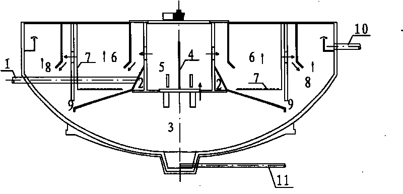 Method for realizing vertical flow of A20 process of sewage treatment and structure thereof