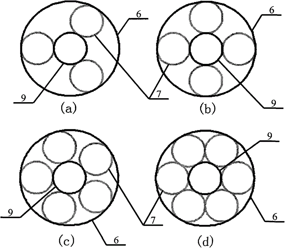 Concentric ring triangular distribution array electromagnetic shielding light window with inscribed sub-rings