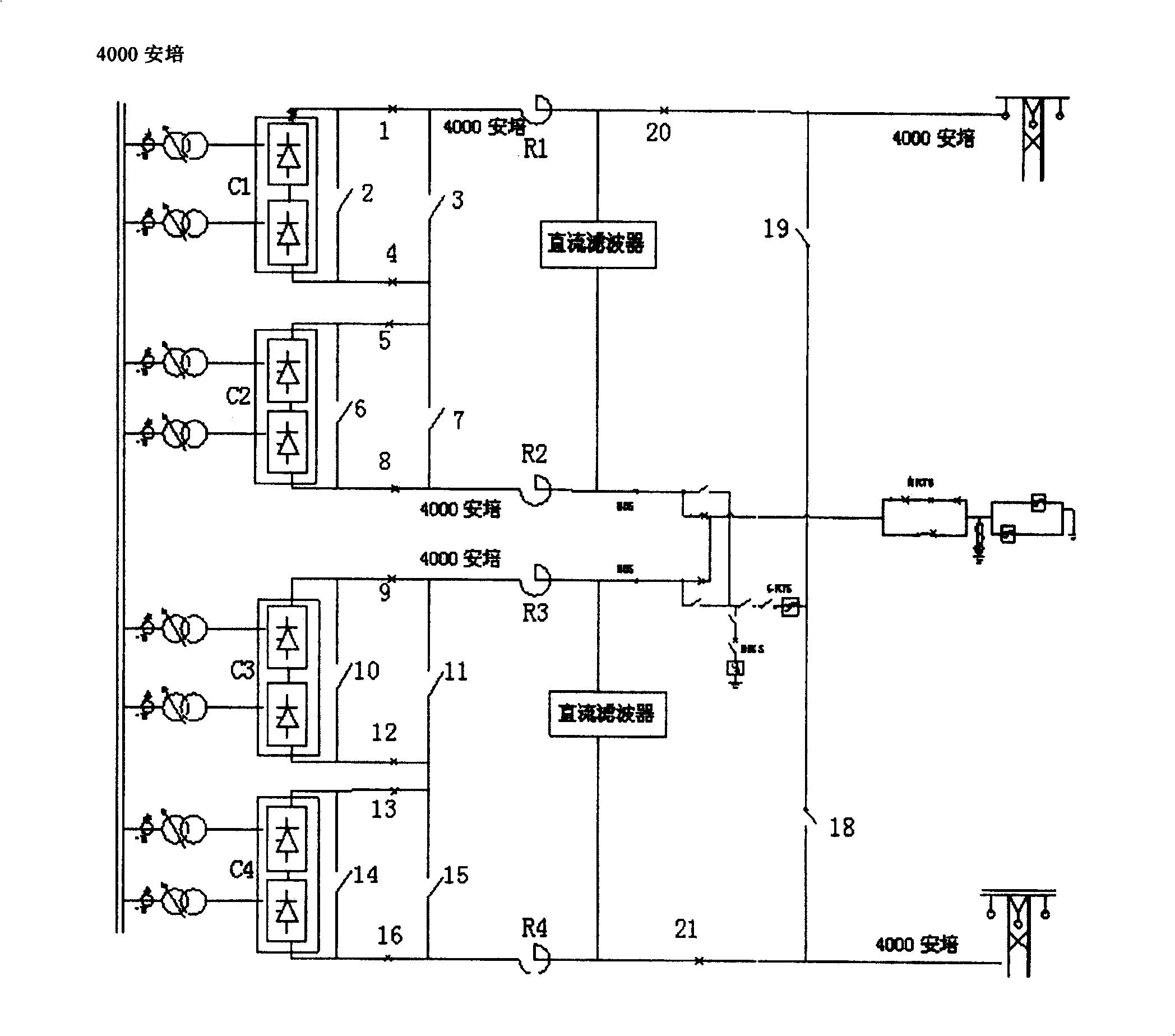 Line ice-melting method for extra-high voltage DC electric transmission system