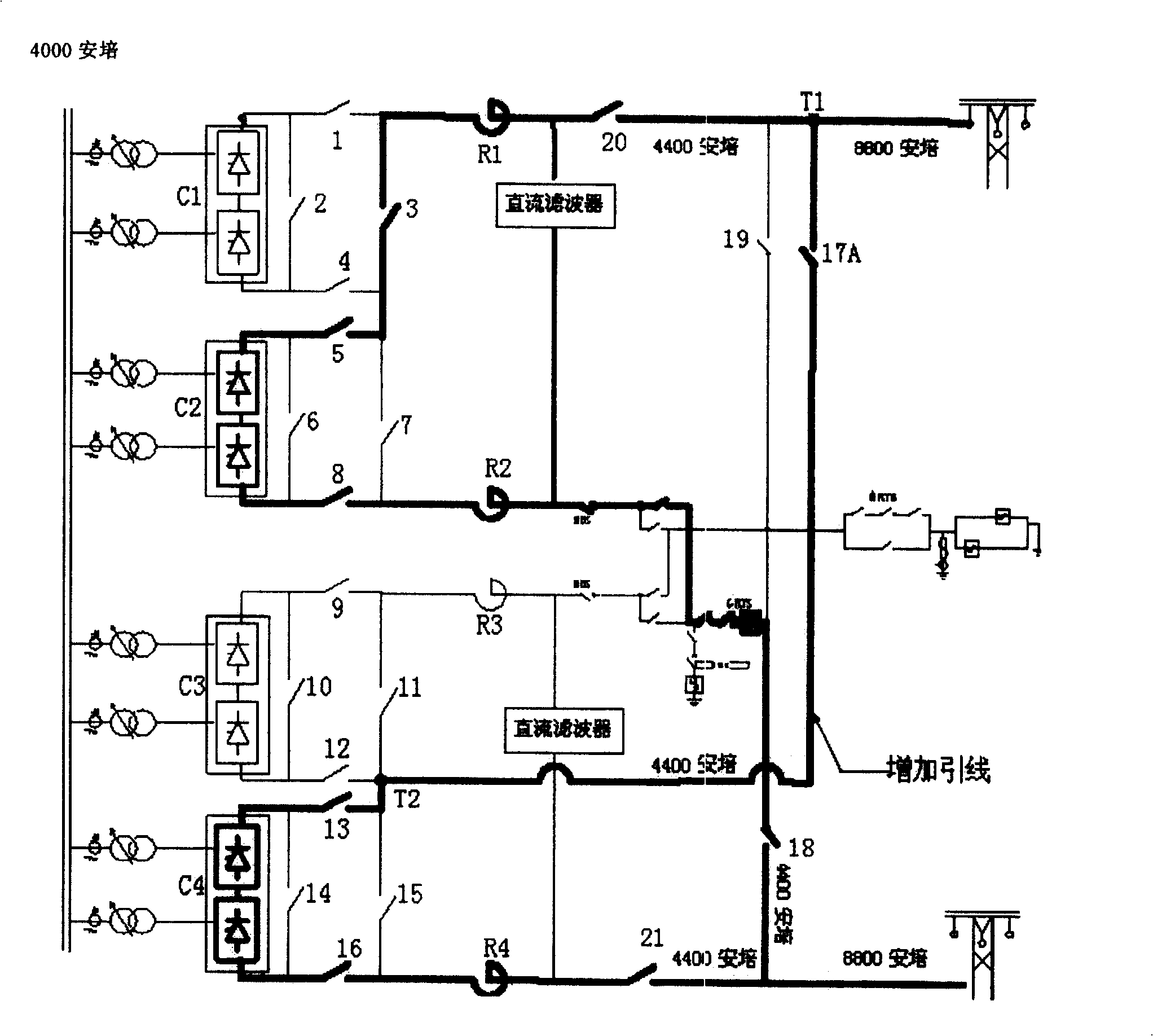 Line ice-melting method for extra-high voltage DC electric transmission system