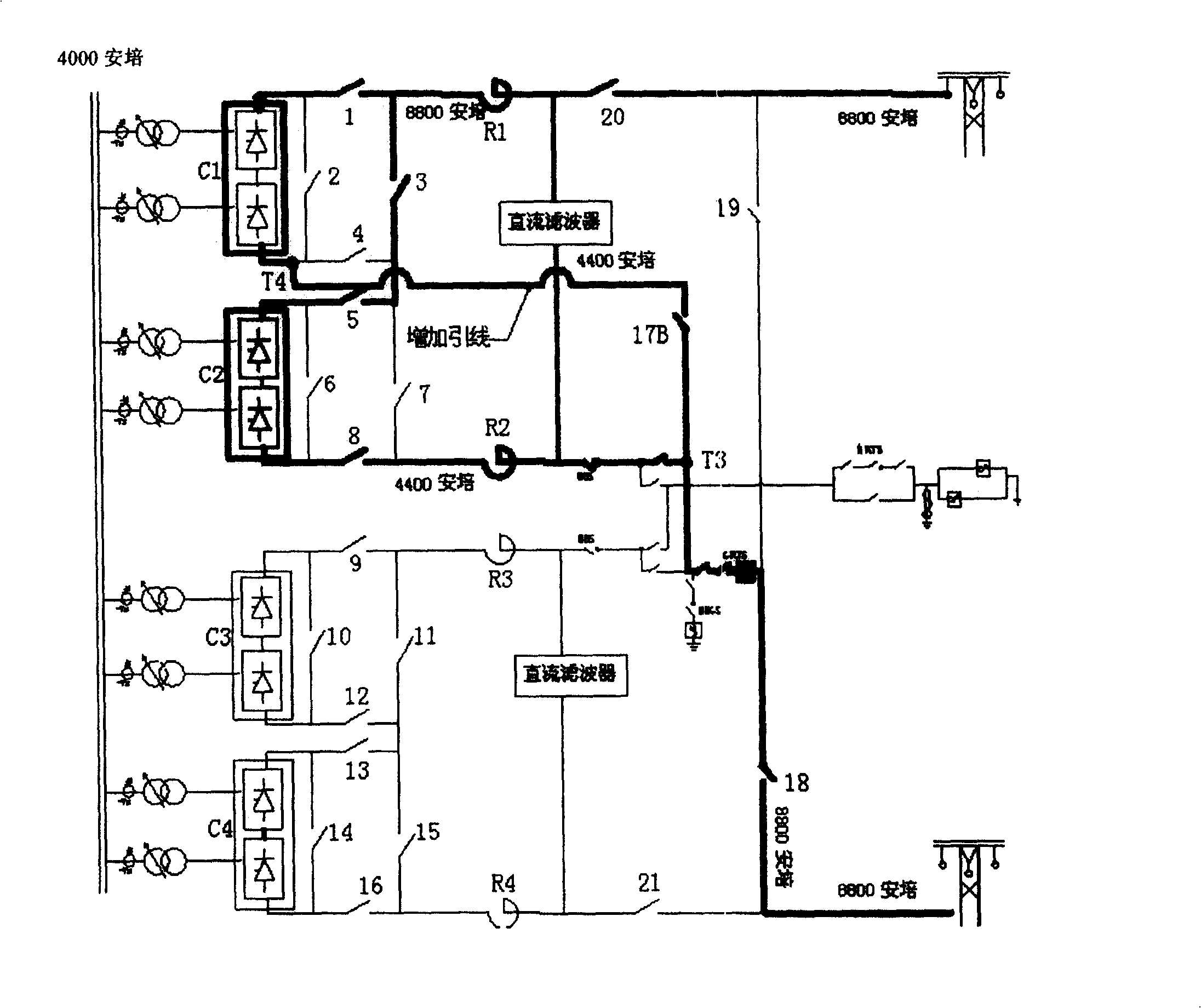 Line ice-melting method for extra-high voltage DC electric transmission system