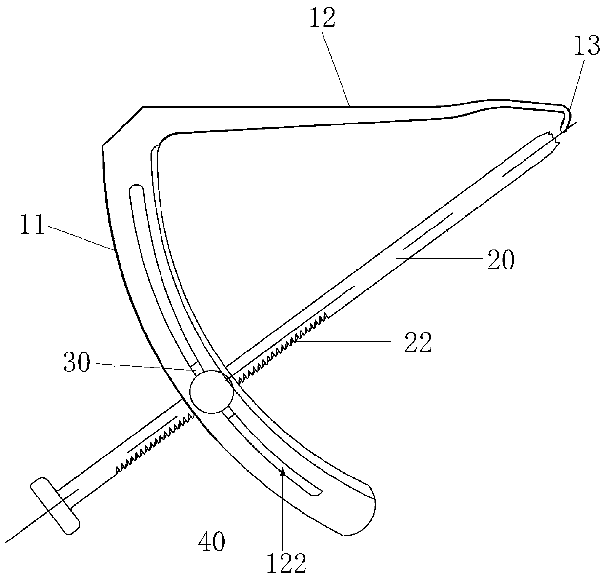 Positioner for meniscus sewing and meniscus sewing device