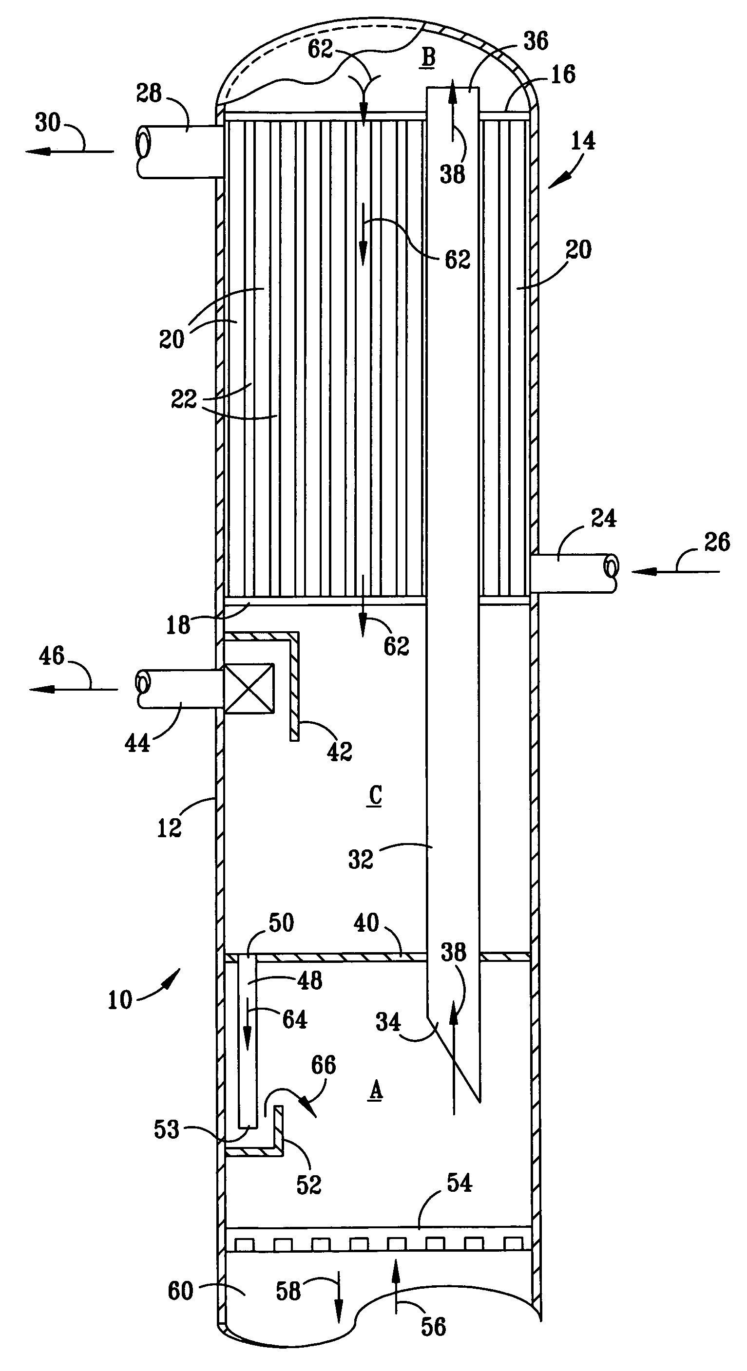 Downflow knockback condenser