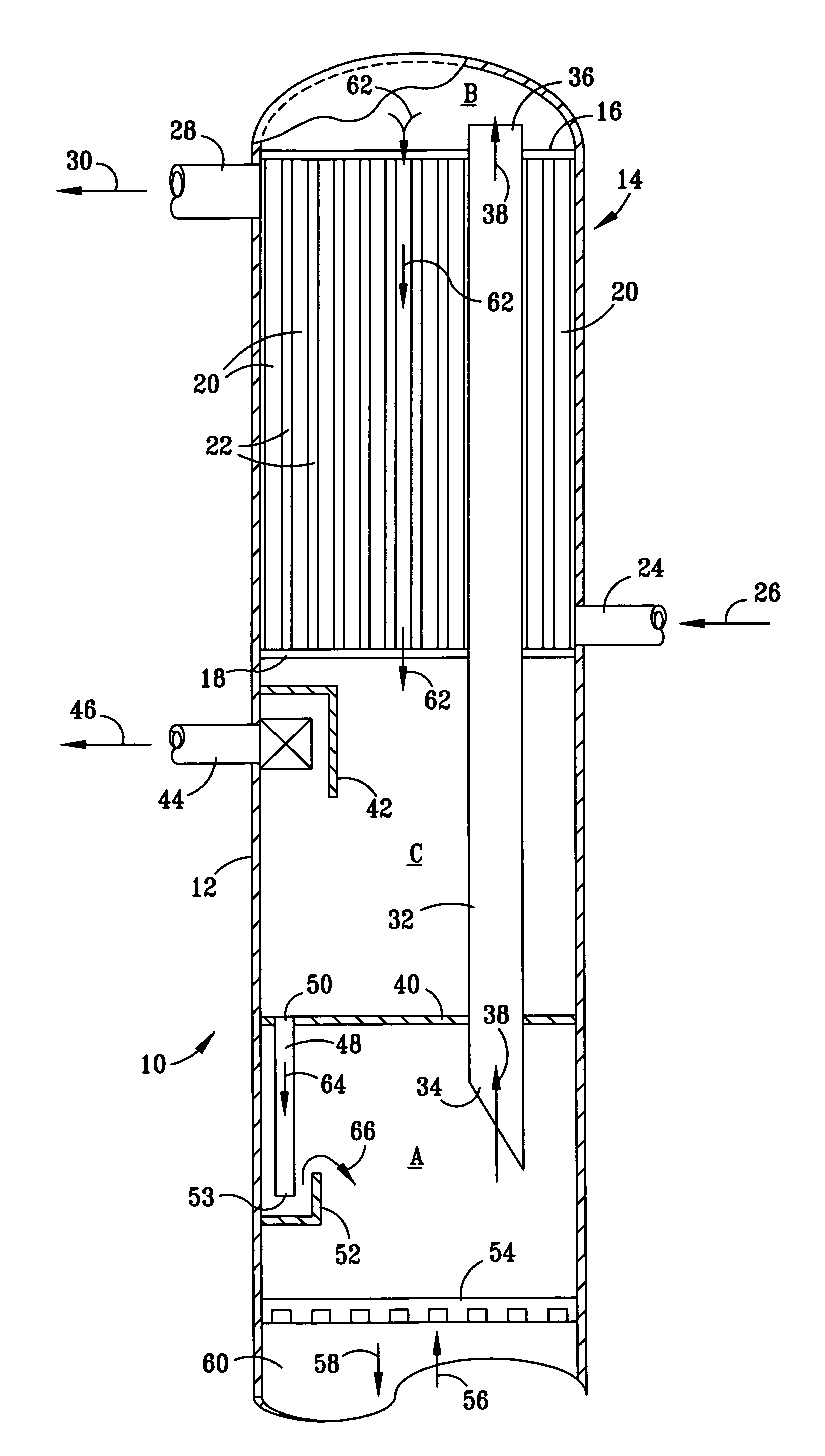 Downflow knockback condenser