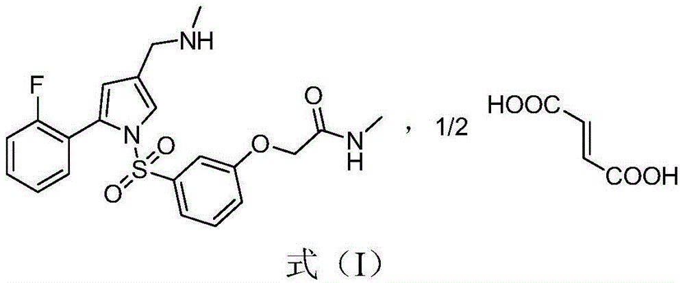 Pyrrole ring containing hemifumarate as proton pump inhibitor as well as intermediate and pharmaceutical application thereof