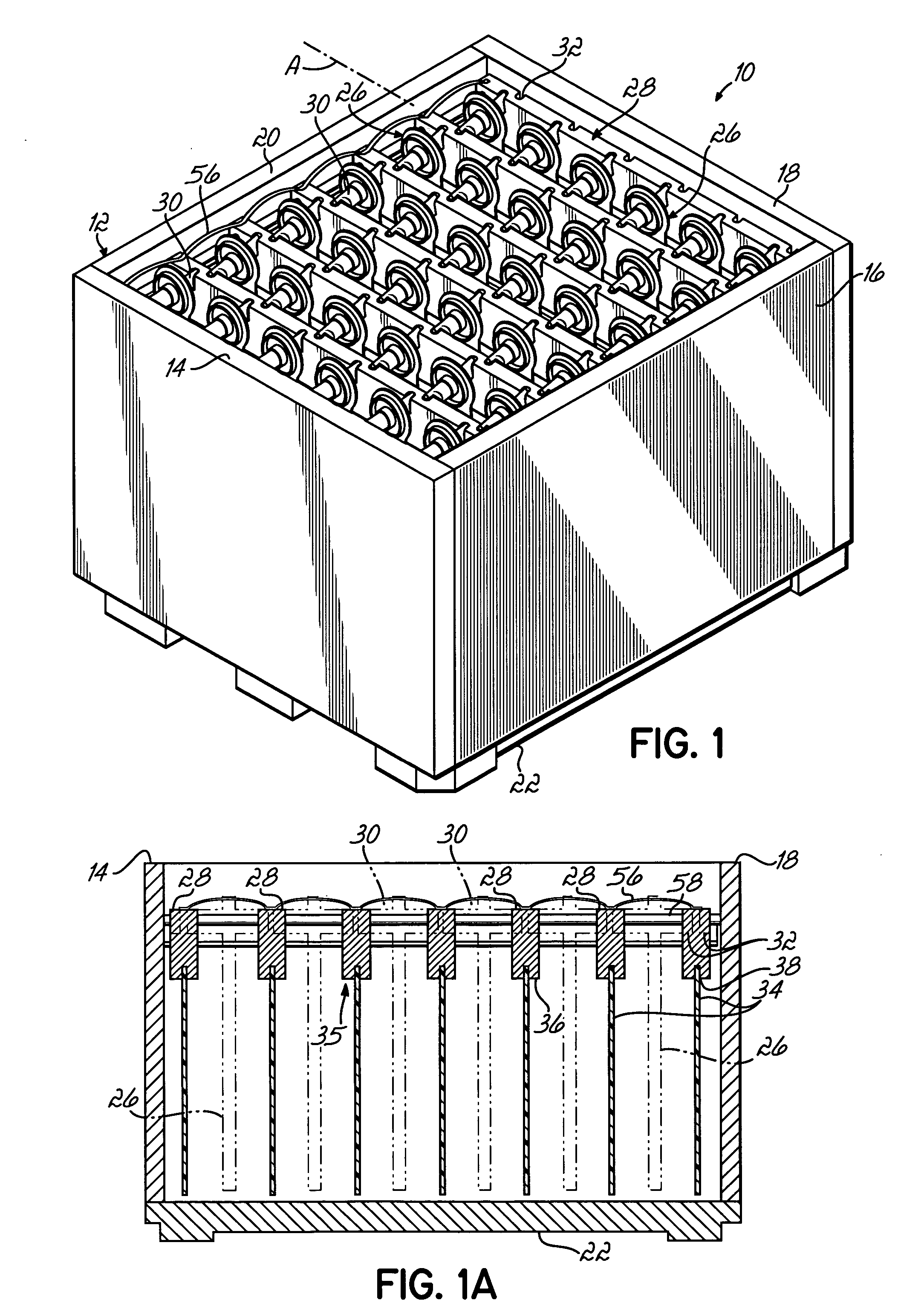 Collapsible container having sliding support member assemblies for supporting dunnage