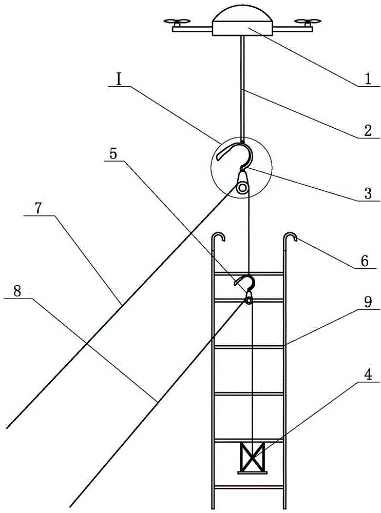 Ultra-high voltage power transmission line equipotential live working device and use method thereof