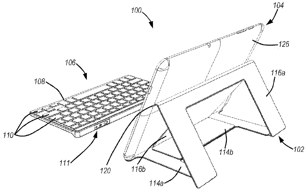 Multi-functional protective cover for a computing accessory and support accessory for a portable electronic device, and methods and systems relating thereto