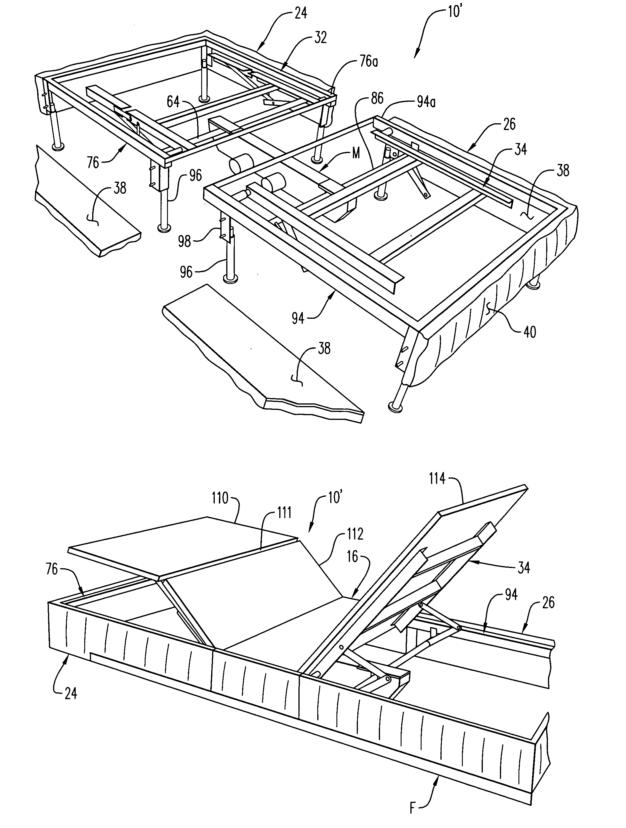 UPS shippable adjustable articulating bed