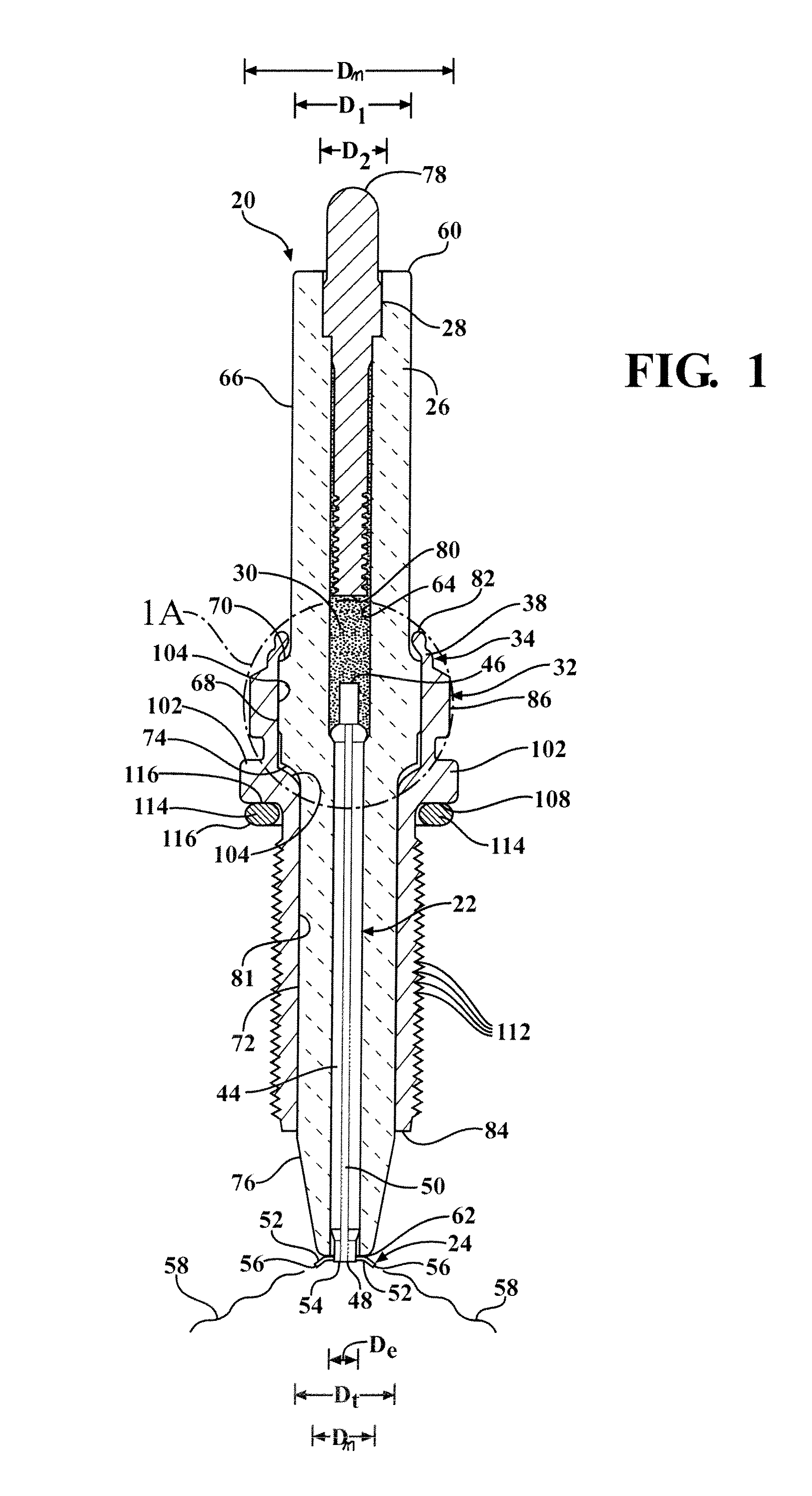 Igniter assembly including arcing reduction features