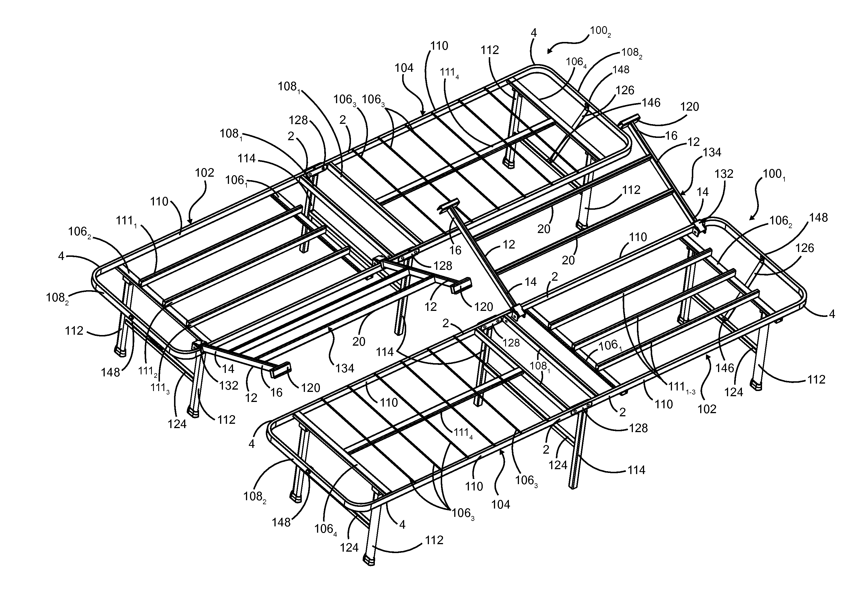 Extendable folding bed frame