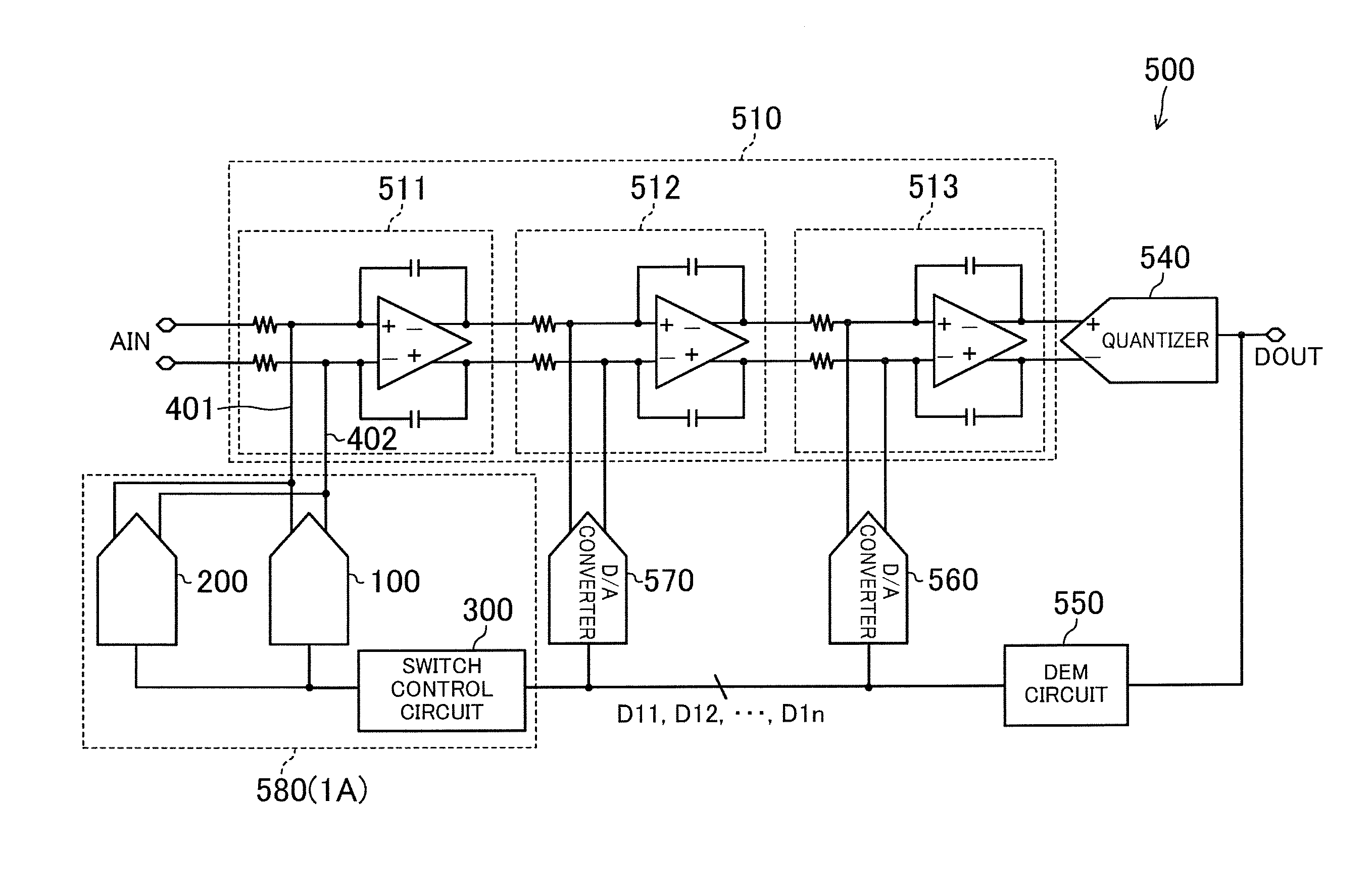 Current type D/A converter, delta sigma modulator, and communications device