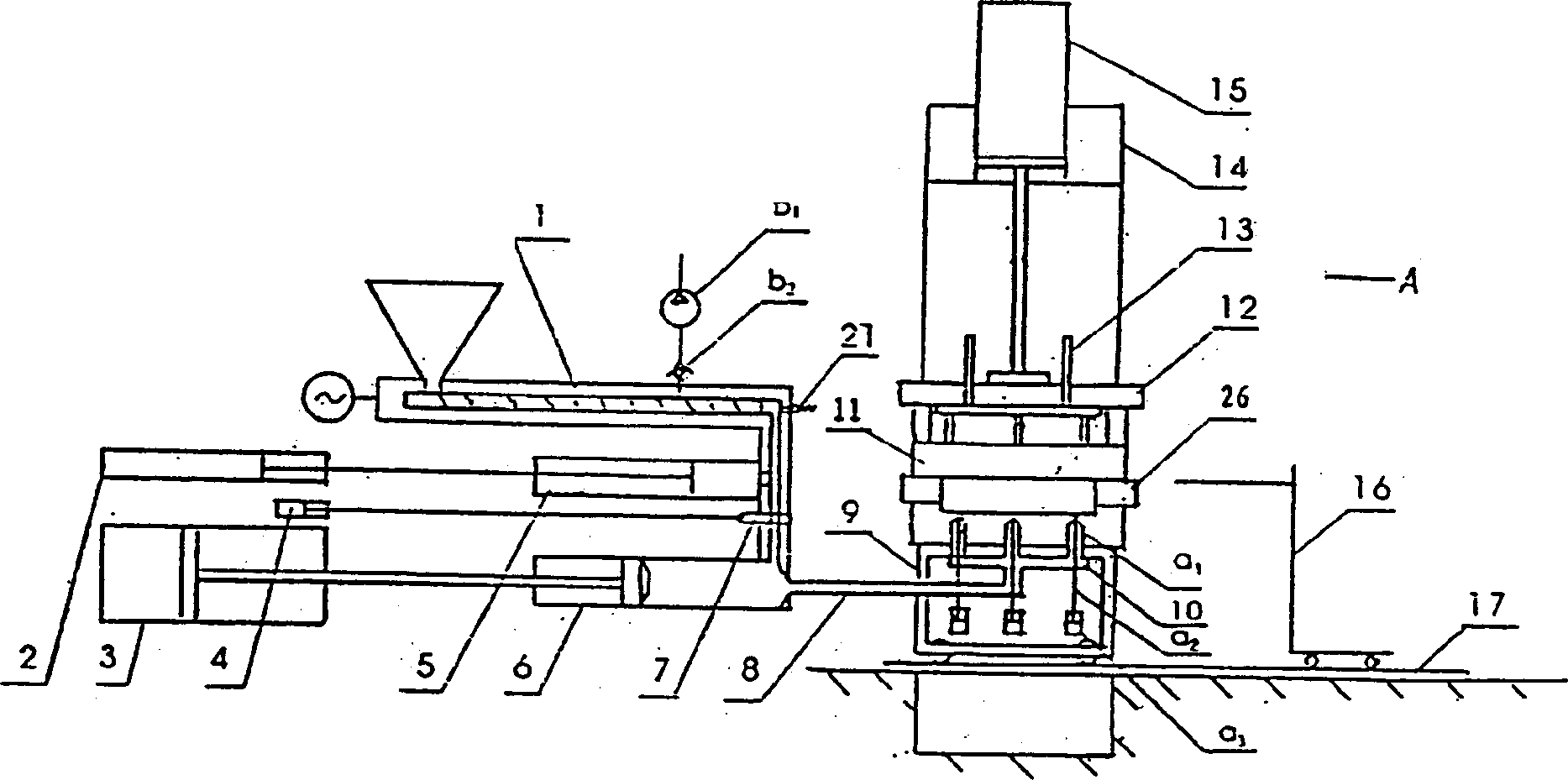 Super-large size plastic injection moulding process and its equipment