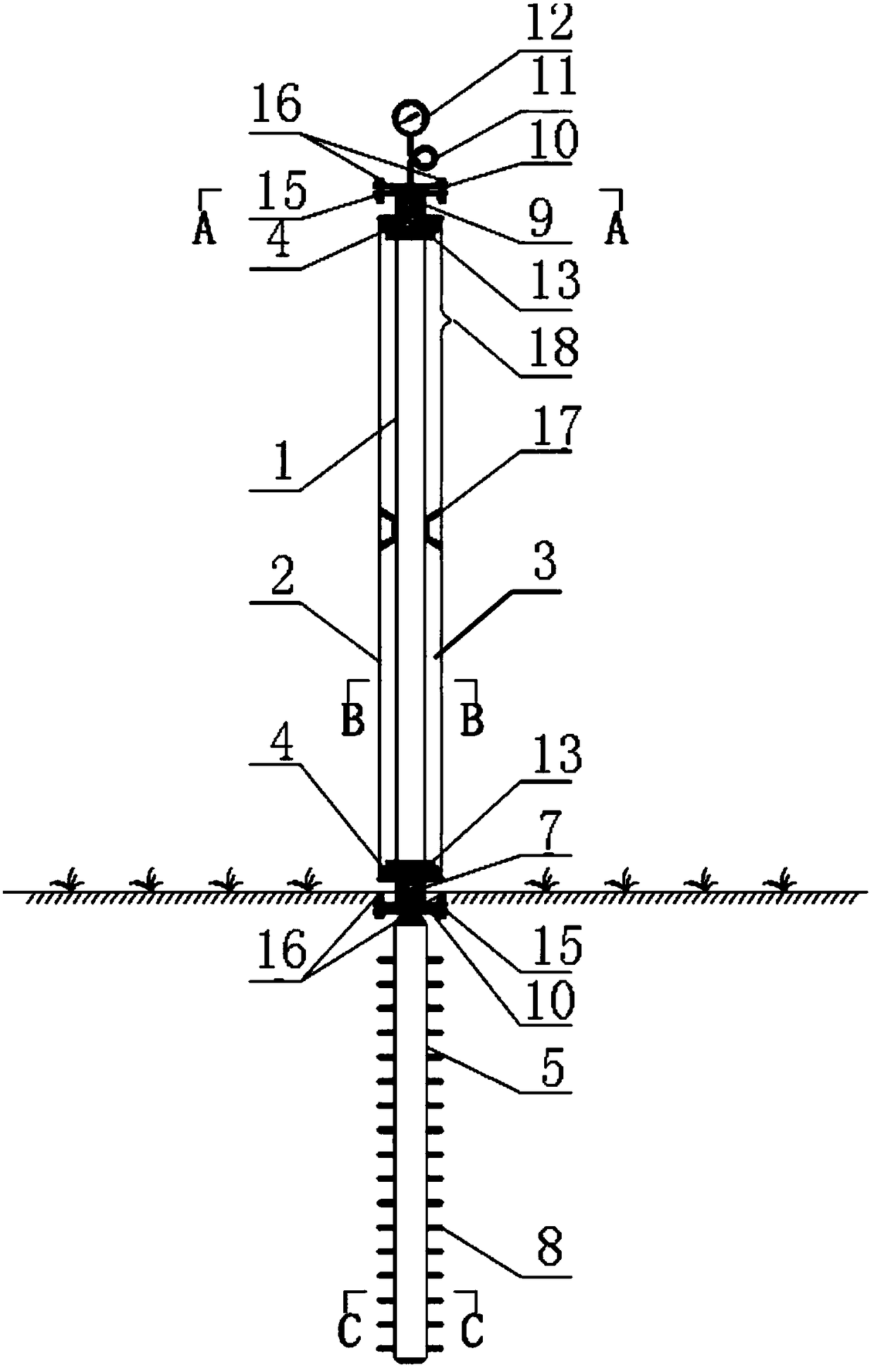 Solar heat collection device facing seasonal frost area roadbed construction, and implementation method