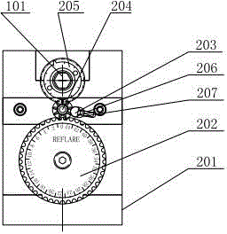 Automatic adjustment structure for flanging sub mold or extending sub mold