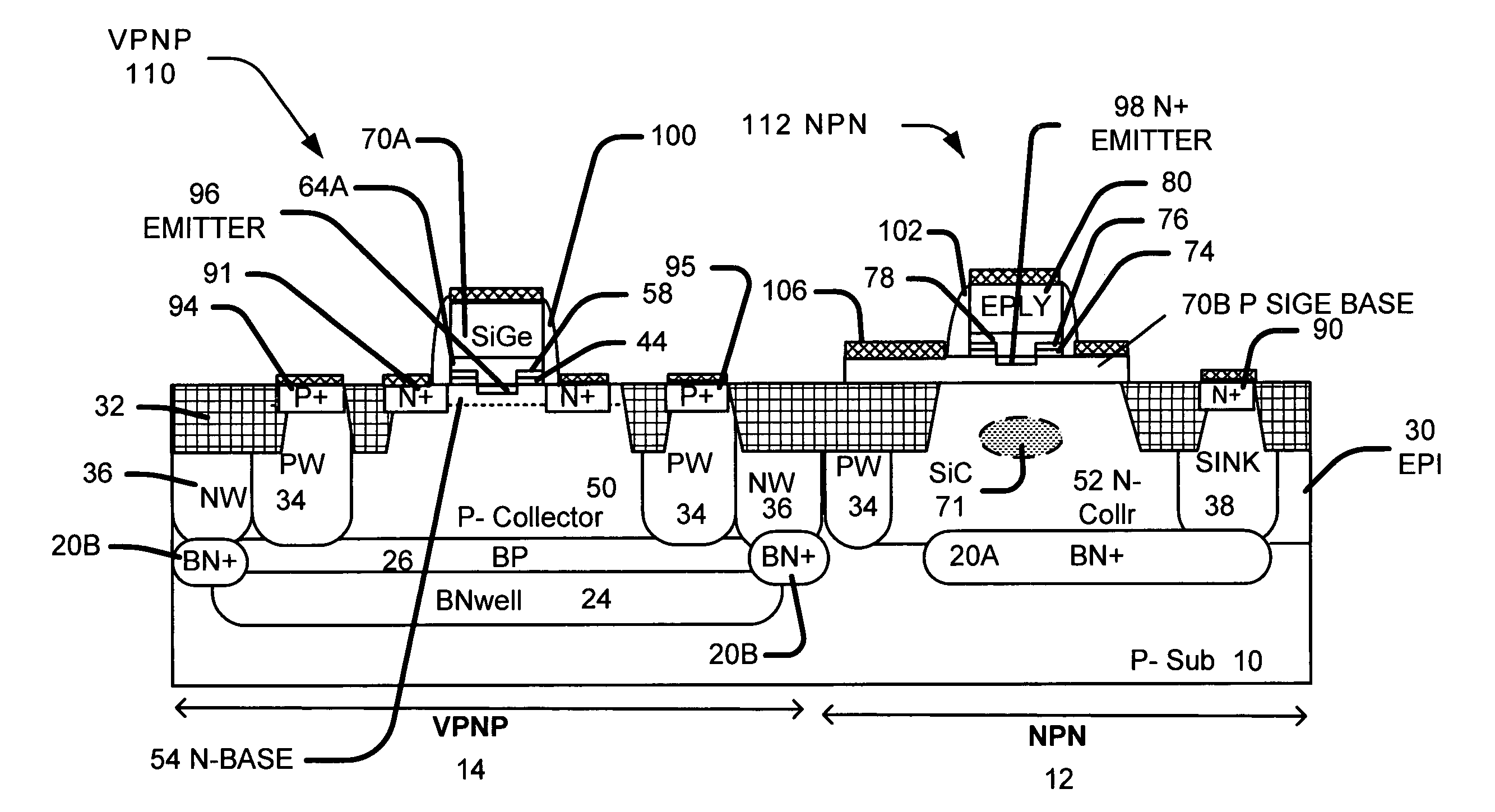 Self-aligned vertical PNP transistor for high performance SiGe CBiCMOS process