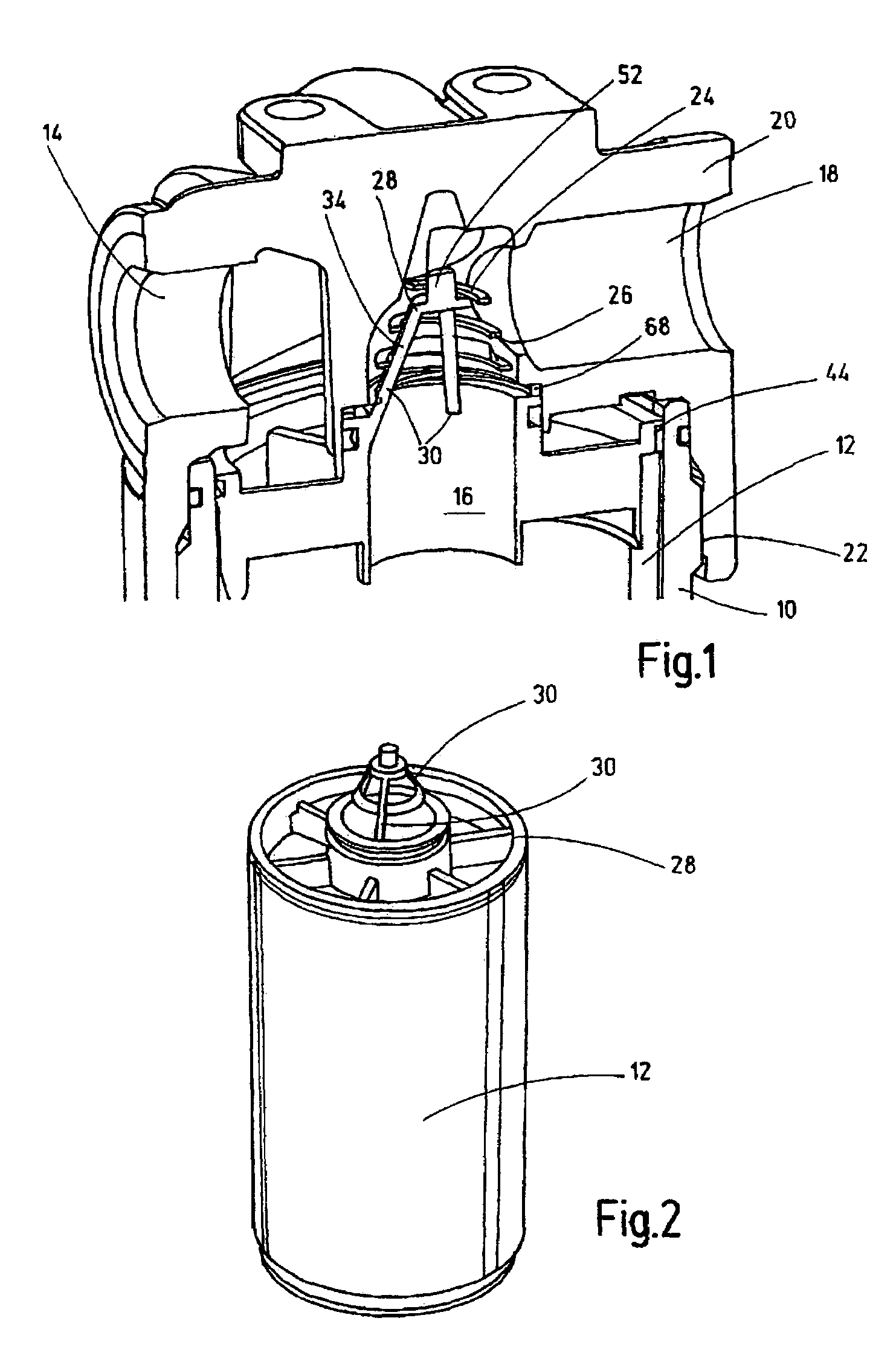 Filter device and parts thereof and a method for operating of the filter device