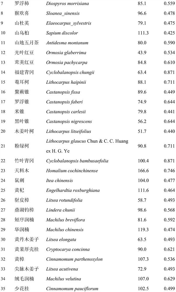 A three-dimensional community with large leaf area constructed by applying south subtropical tree species and its construction method