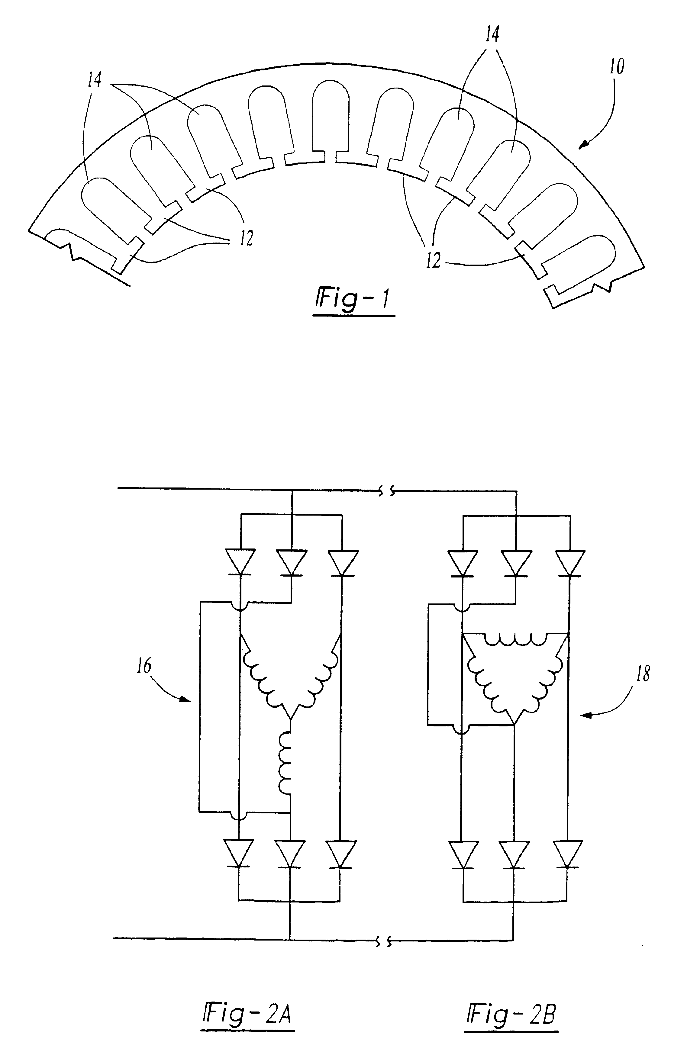 Stator winding pattern for reduced magnetic noise