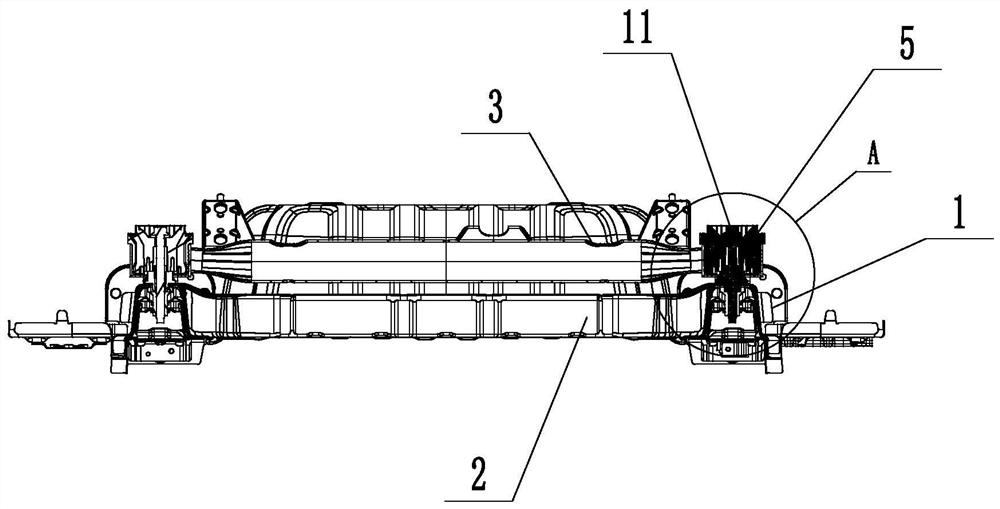 Positioning and mounting structure for rear auxiliary frame of electric vehicle