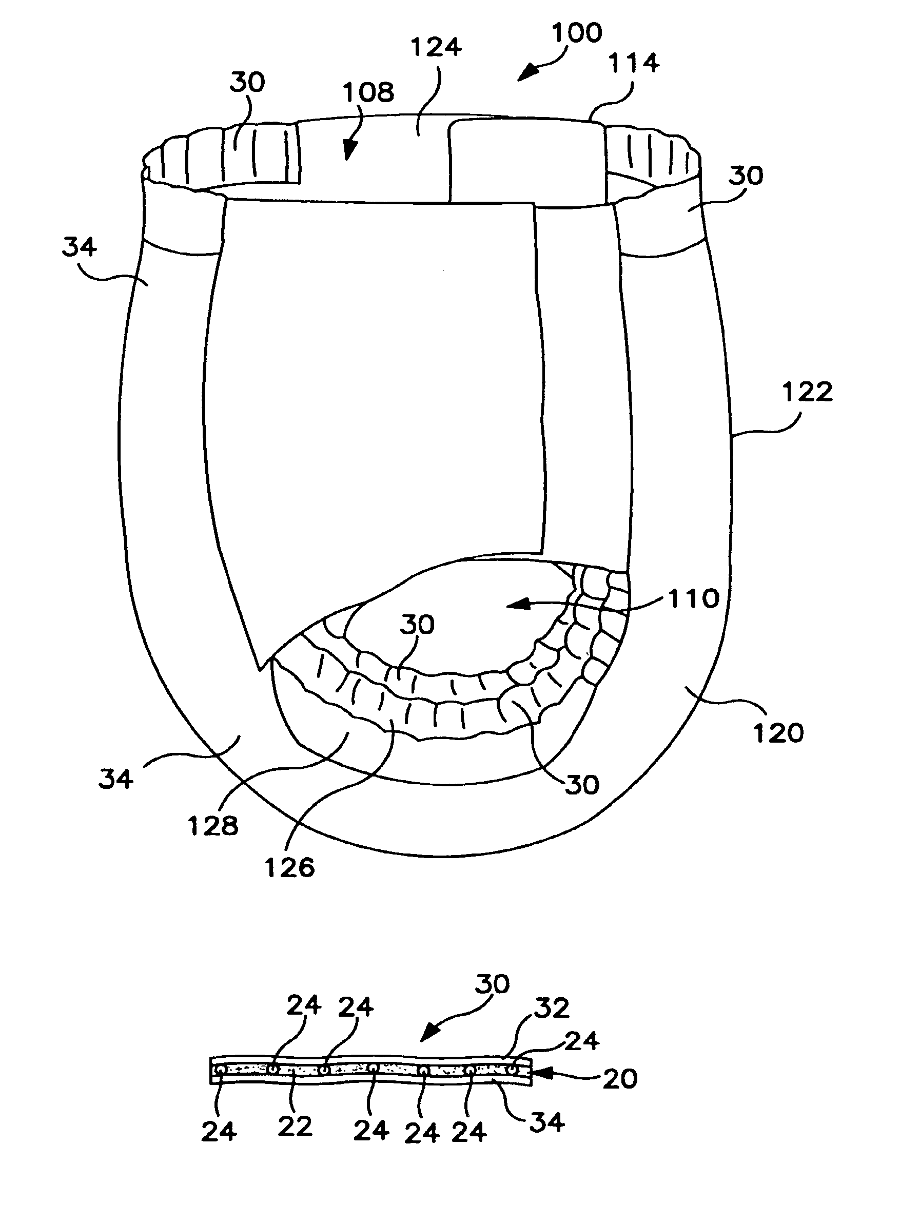 Garment including an elastomeric composite laminate