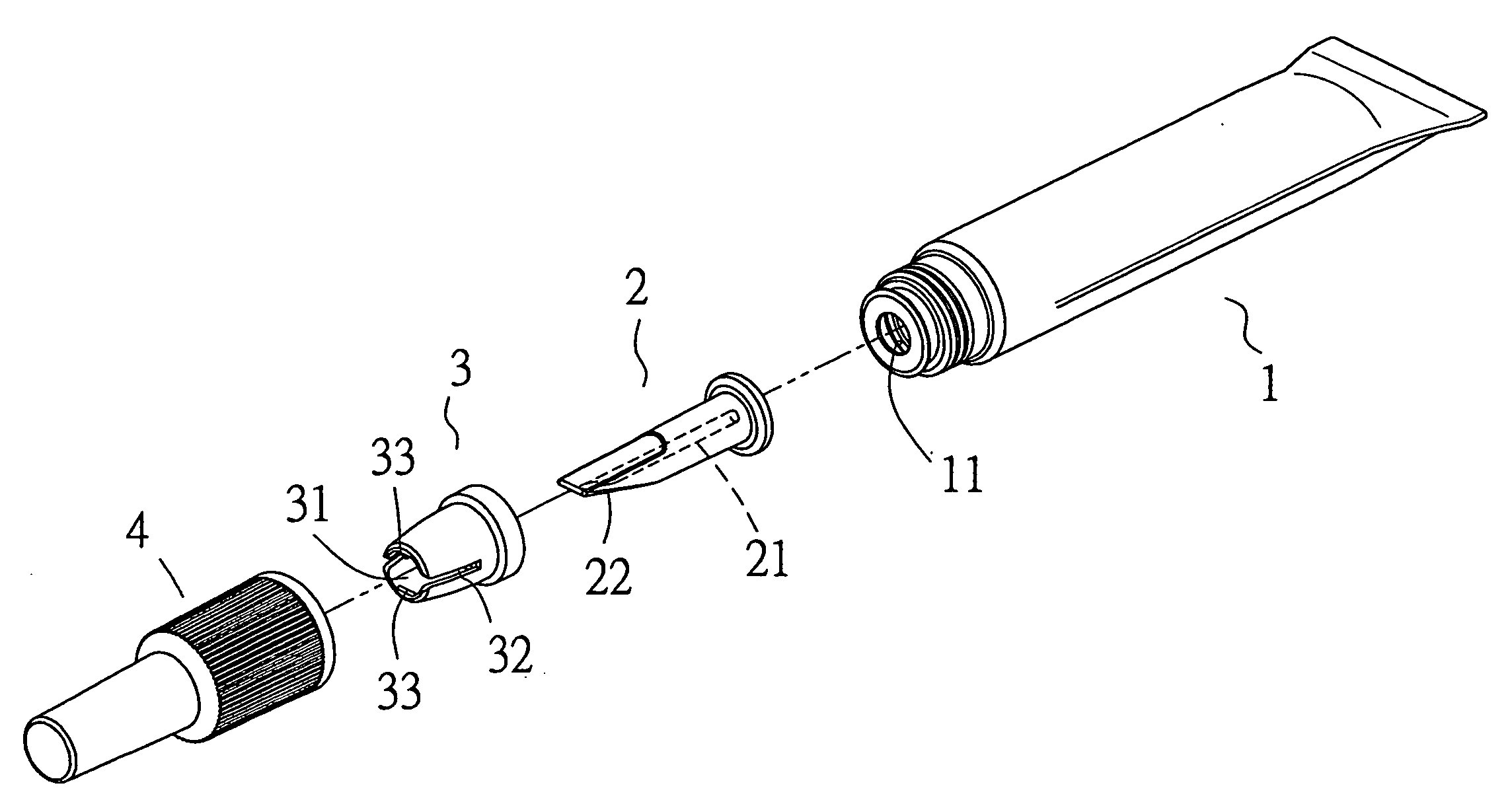 Brushing device of a container of liquid cosmetics