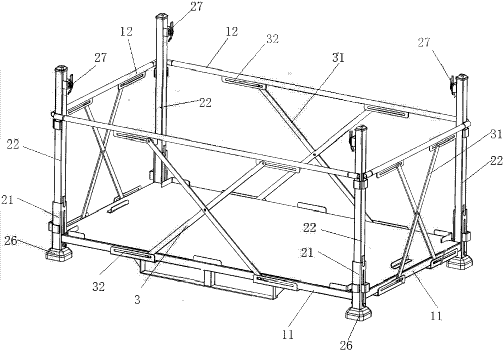 Folding locking-fixing type heightening iron pallet