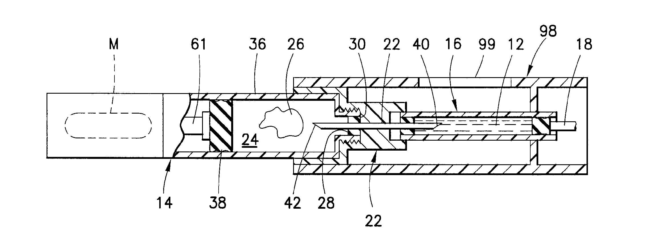 Fixturing member and device for permitting mixing in a pen injector