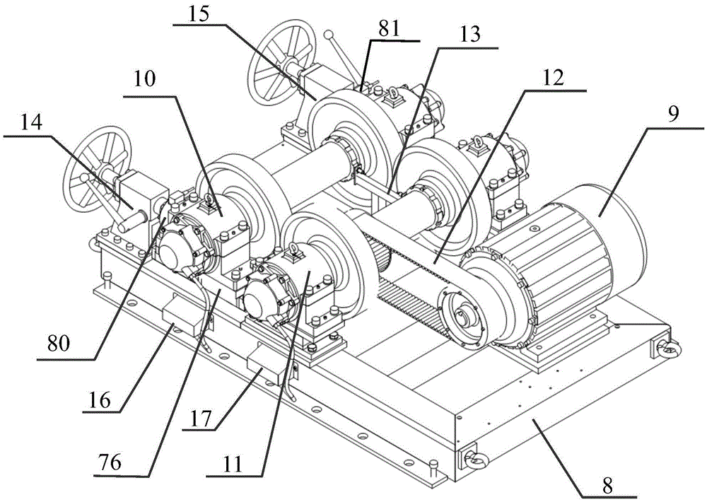 Wear test bench for shaft end grounding device of high-speed EMU (electric multiple unit) train