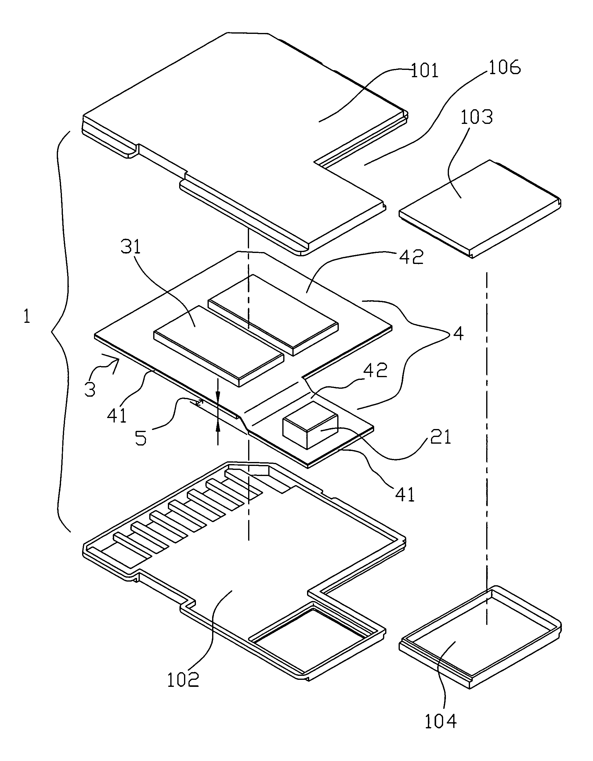 Structure for connecting a USB communication interface in a flash memory card by the height difference of a rigid flexible board