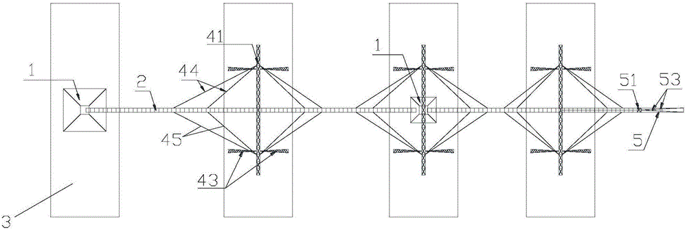 Dragon bone waterlift type earthwork conveying system and construction method thereof