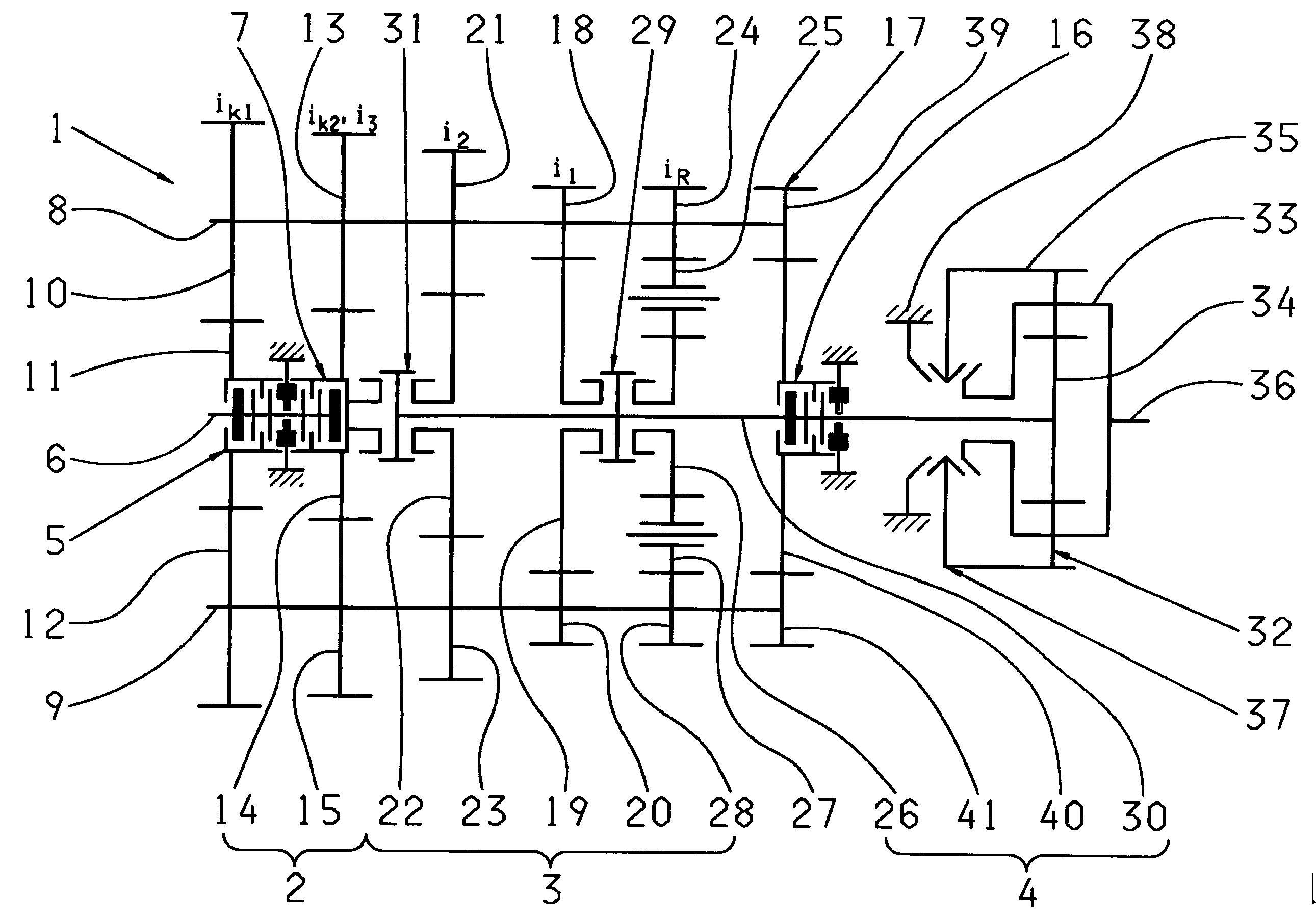 Multi-group transmission of a motor vehicle