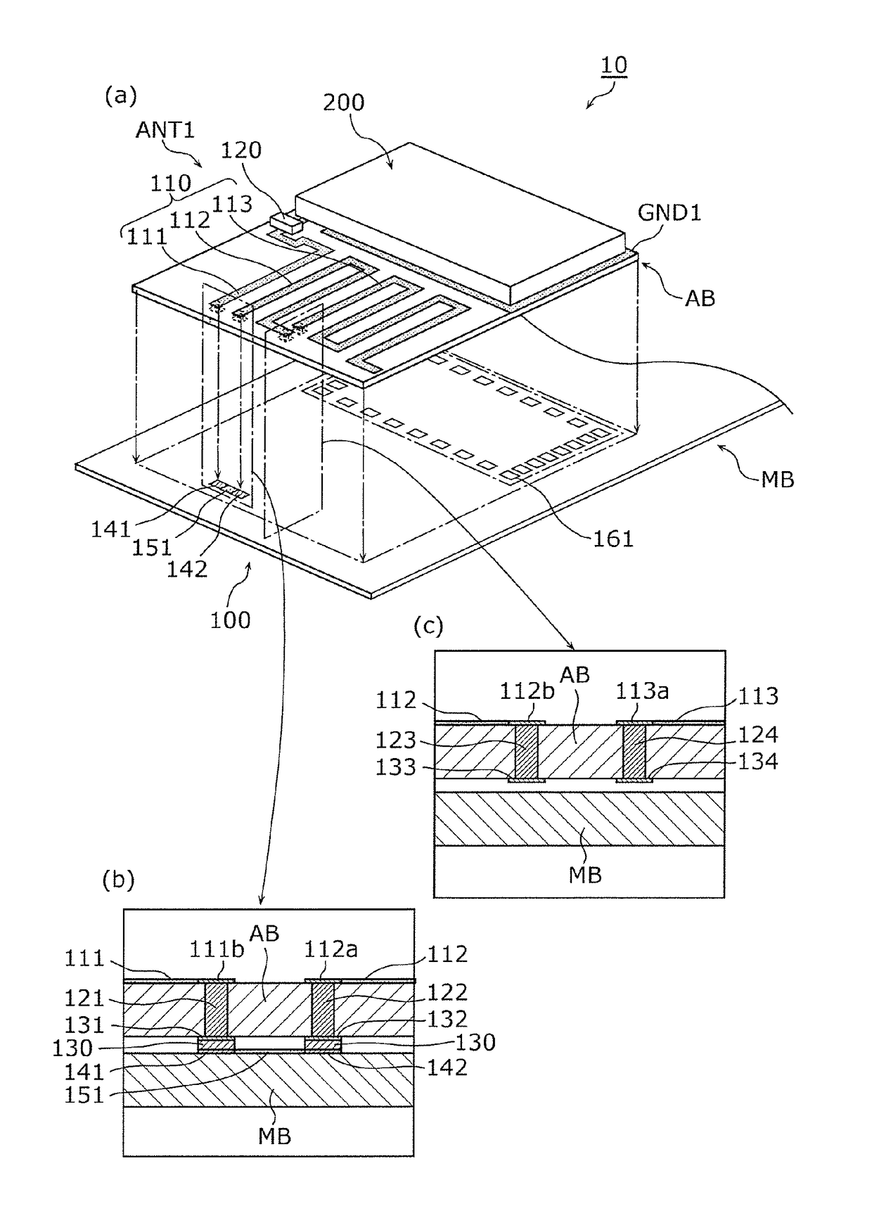 Antenna element, antenna unit and communication module