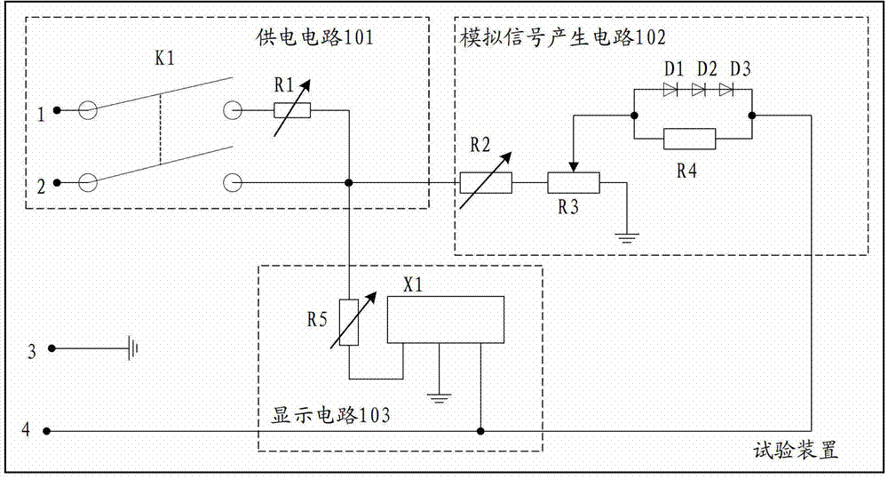 Test device applicable to height indicator simulation test