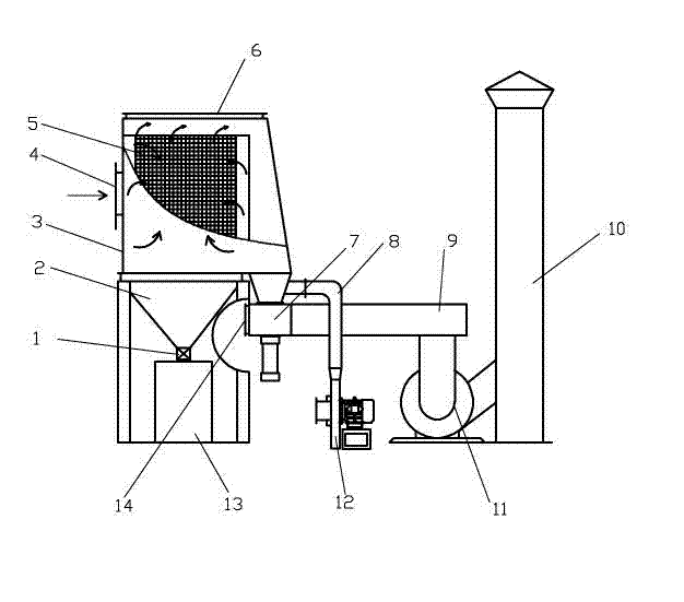 Reverse blowing bag type dust remover