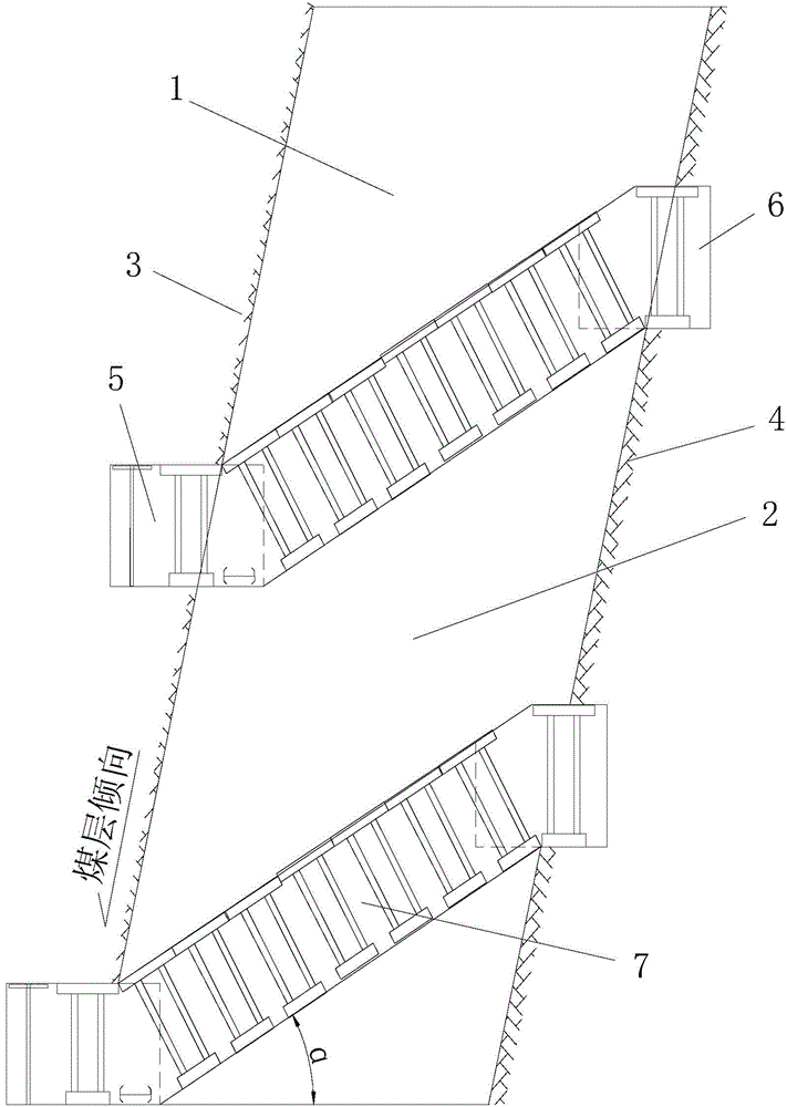 An oblique slicing section top-coal-caving coal mining method for a steeply pitching coal seam