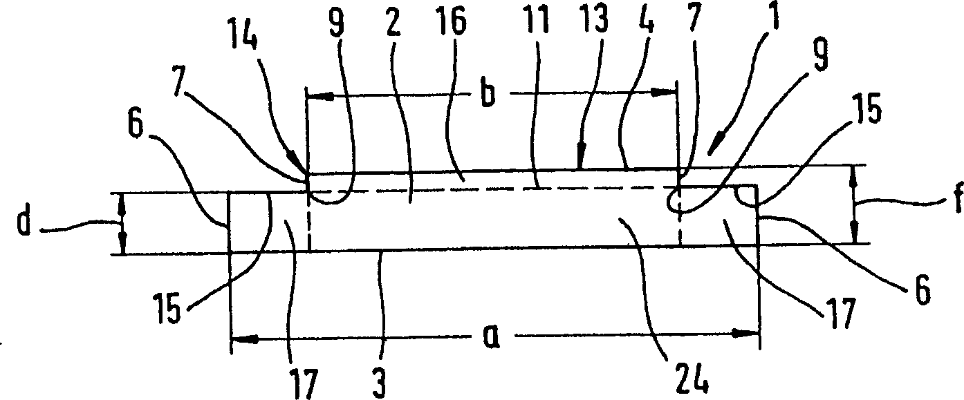 Ram for a plugging device for driving a strip-type retaining element into a bore of a toothbrush head that holds a tuft of bristles