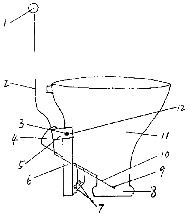 Hand pushed lever lift device for lifting type backward water-discharging pan closet