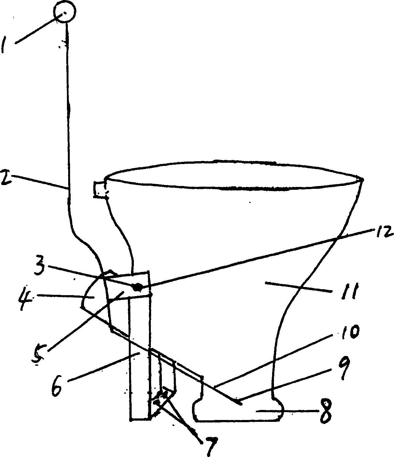 Hand pushed lever lift device for lifting type backward water-discharging pan closet