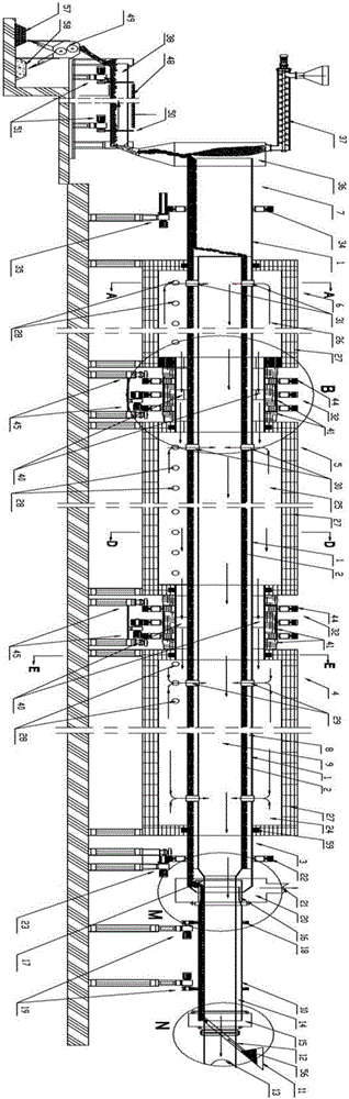 Whole-body two-sided flame separating type heating rotary kiln and method for producing direct reduction iron co-production carbon base fertilizer