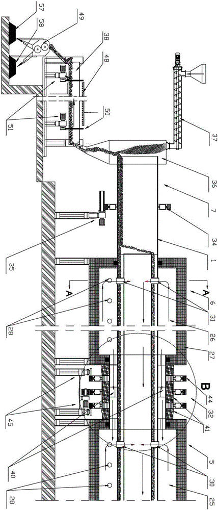 Whole-body two-sided flame separating type heating rotary kiln and method for producing direct reduction iron co-production carbon base fertilizer